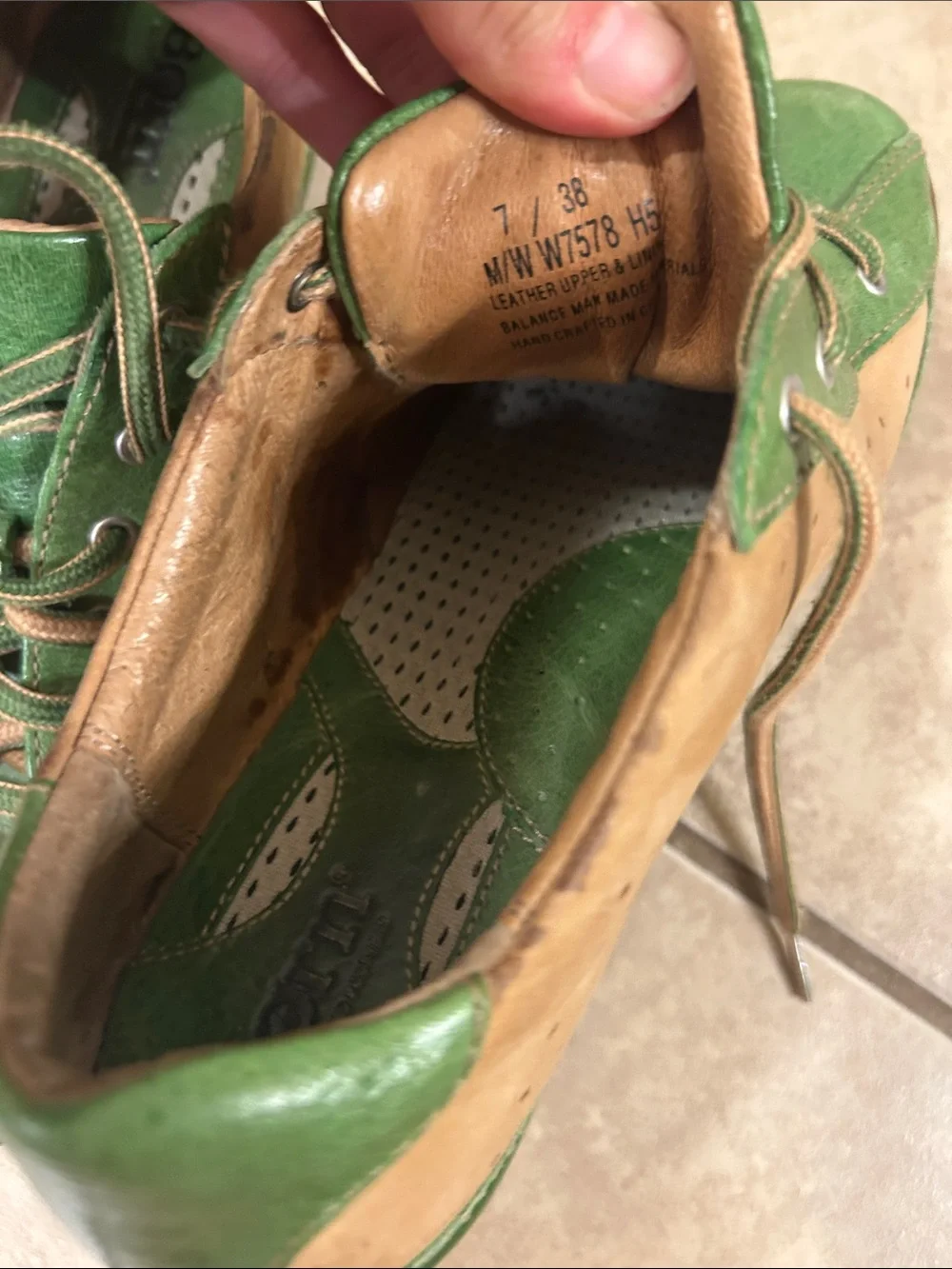 Born  Hawkeye Green/Tan Leather Lace-Up Sneakers